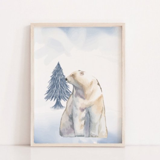Lazy Winter Polar Bear Arctic Kinderzimmer Wanddek Poster