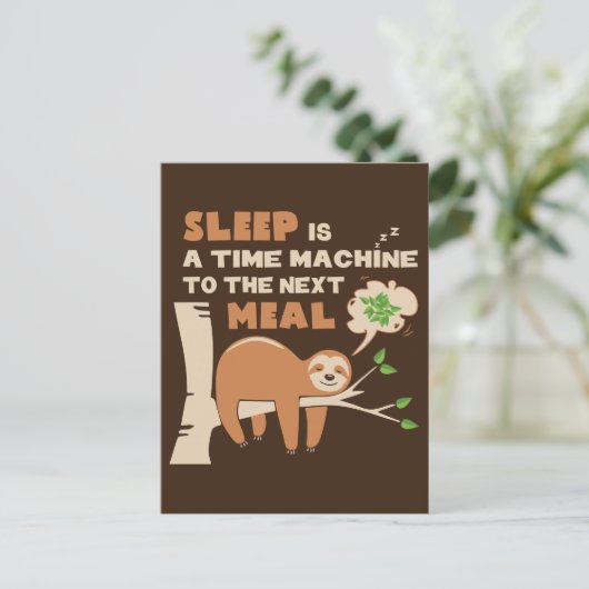 Lazybone Sloth, die Lieben zu essen & köstliche Sp Postkarte (Stehend Vorderseite)