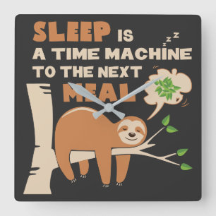 Lazybone Sloth, die Lieben zu essen & köstliche Sp Quadratische Wanduhr