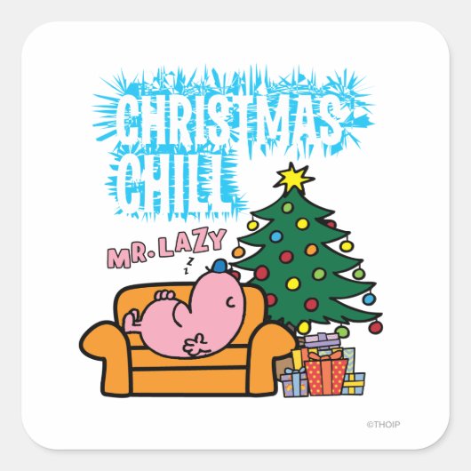 Lazy's Christmas Chill Quadratischer Aufkleber (Vorderseite)