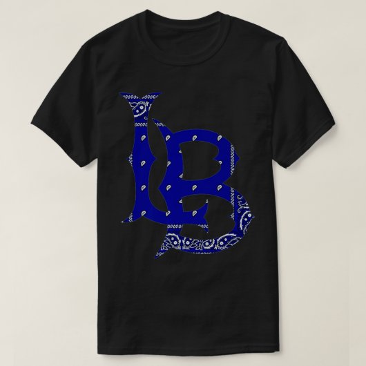LB Long beach California Blue bandana hip hop stre T-Shirt (Design vorne)