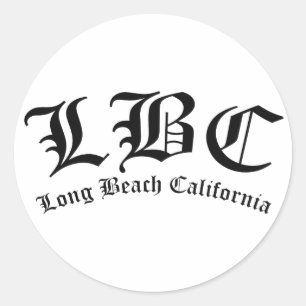 lbc, long beach, kalifornien, surfen, strand, ozea runder aufkleber