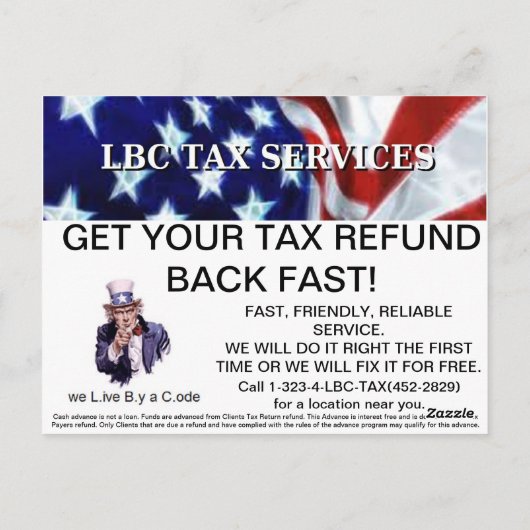 LBC STEUERDIENSTLEISTUNGEN Pro-Promo-Postkarten Postkarte (Rückseite)