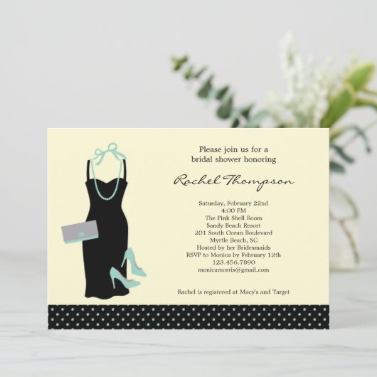 LBD Bridal-Dusche Einladung (Stehend Vorderseite)