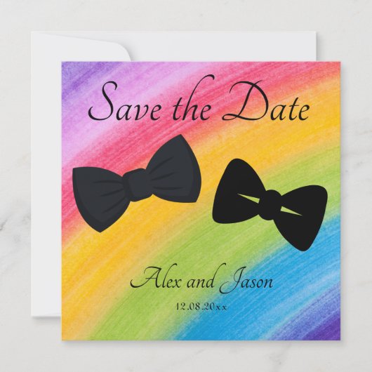 LBGT Moderne Rainbow Black Save the Date Hochzeit (Vorderseite)