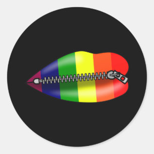 LBGTQ Lippen schweigen Runder Aufkleber