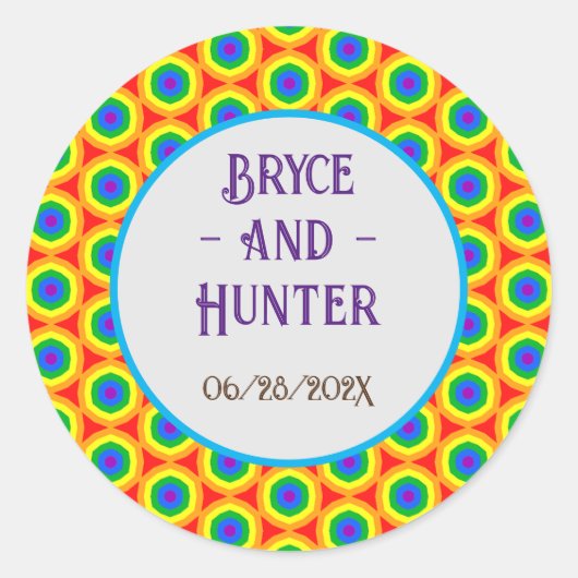 LBGTQA+ Rainbow Circle Design Runder Aufkleber (Vorderseite)