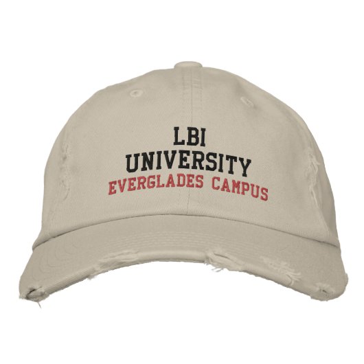LBI UNIVERSITY (TM) EVERGLADES CAMPUS BESTICKTE BASEBALLKAPPE (Vorderseite)