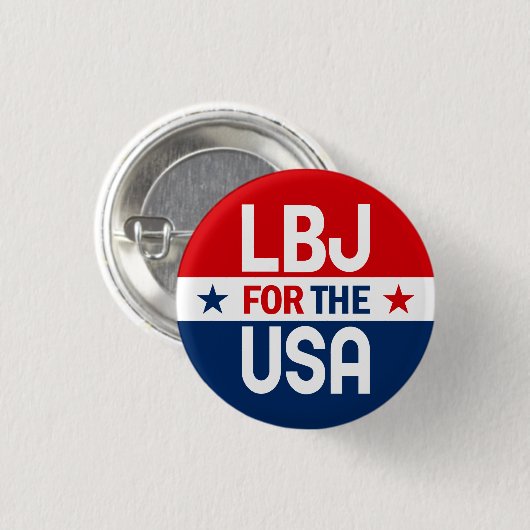 LBJ für den Kampagnen-Knopf USA 1964 Button (Vorne & Hinten)