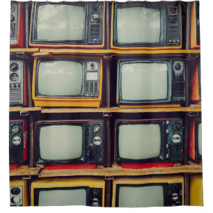 LCD-Bildschirm für das alte Retro-Fernsehen Duschvorhang
