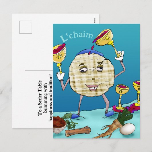 L'chaim Pesach Feiertagspostkarte (Vorne/Hinten)
