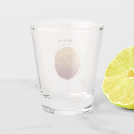 L'chaim (Toast mit Wildblumen) Schnapsglas (Rückseite)