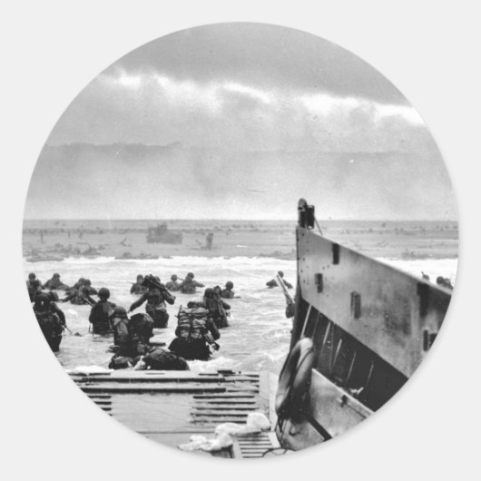 LCIs Soldiers Wading Ashore Runder Aufkleber (Vorderseite)