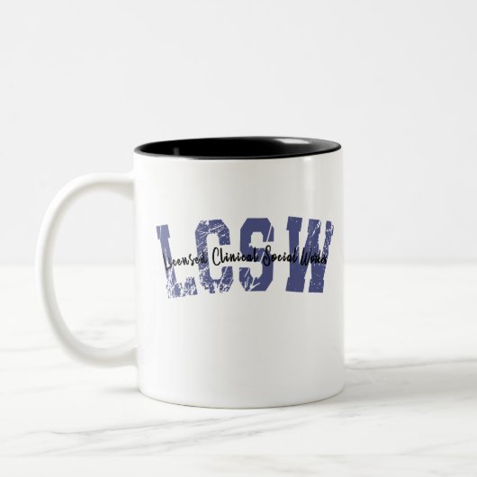 LCSW Appreciation, Licensed Clinical Social Worker Zweifarbige Tasse (Links)