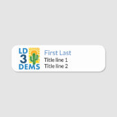 LD3 Dems - Abzeichen für Thin Style; Magnetbacken Namensschild (Vorderseite)