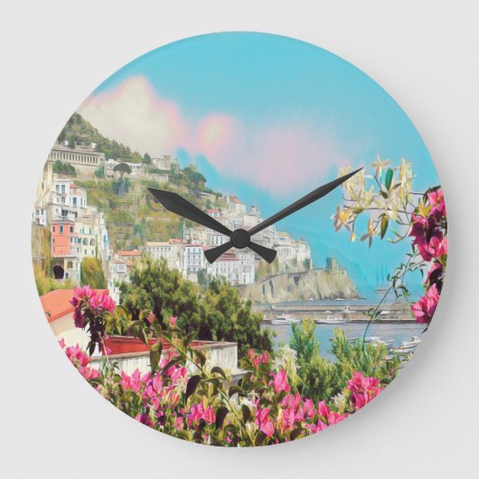 ldp AMALFI - Panorama - Küste von Amalfi - Große Wanduhr (Vorderseite)