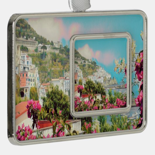 ldp AMALFI - Panorama - Küste von Amalfi - Rahmen-Ornament Silber (Rechts)