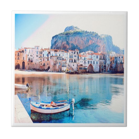 ldp CEFALæ- Sizilien - Strand - Panorama Fliese (Vorderseite)