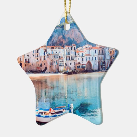 ldp CEFALæ- Sizilien - Strand - Panorama Keramik Ornament (Links)