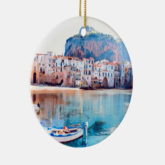 ldp CEFALæ- Sizilien - Strand - Panorama Keramik Ornament (Rechts)