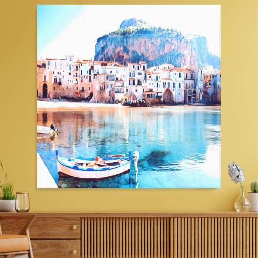 ldp CEFALæ- Sizilien - Strand - Panorama Leinwanddruck (Insitu (Wohnzimmer))