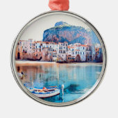 ldp CEFALæ- Sizilien - Strand - Panorama Ornament Aus Metall (Vorne)