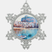 ldp CEFALæ- Sizilien - Strand - Panorama Schneeflocken Zinn-Ornament (Vorderseite)