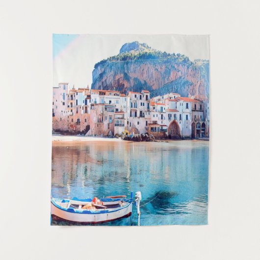 ldp CEFALæ- Sizilien - Strand - Panorama Wandteppich (Vorderseite)