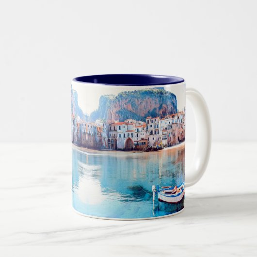 ldp CEFALæ- Sizilien - Strand - Panorama Zweifarbige Tasse (VorderseiteRechts)