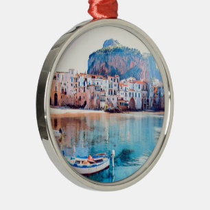 ldp CEFALLEE - Sizilien - Strand - Panorama Ornament Aus Metall