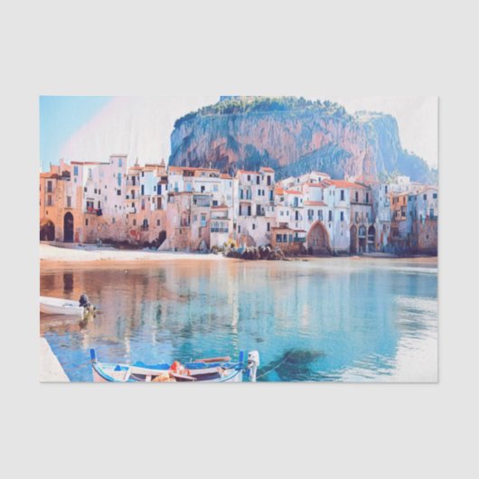 ldp CEFALLEE - Sizilien - Strand - Panorama Seidenpapier (Vorderseite)