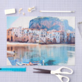 ldp CEFALLEE - Sizilien - Strand - Panorama Seidenpapier (Handwerk)