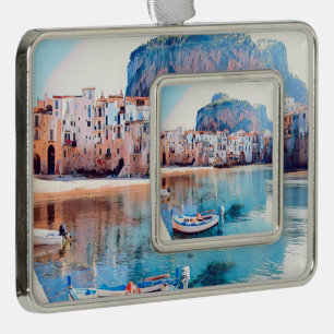 LDP CEFALÙ - Sizilien - Strand - Panorama Rahmen-Ornament Silber