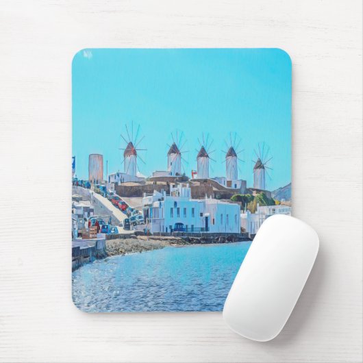 ldp MYKONOS - Blick vom Meer auf die Windmühlen - Mousepad (Mit Mouse)