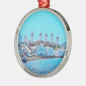 ldp MYKONOS - Blick vom Meer auf die Windmühlen - Ornament Aus Metall (Links)