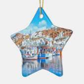 ldp MYKONOS - Fischerboote - Hafen - Panorama Keramik Ornament (Links)