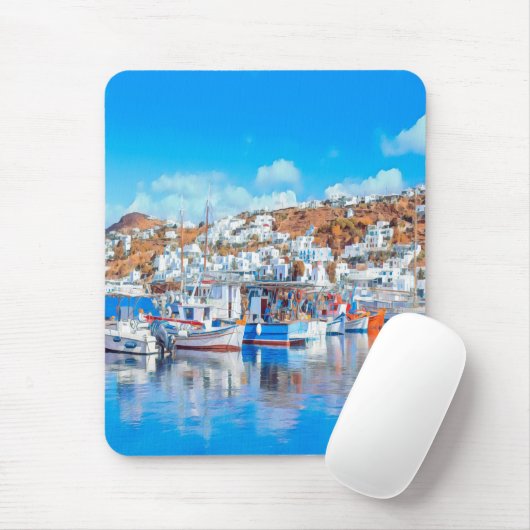 ldp MYKONOS - Fischerboote - Hafen - Panorama Mousepad (Mit Mouse)