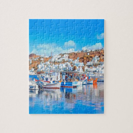 ldp MYKONOS - Fischerboote - Hafen - Panorama Puzzle (Vertikal)