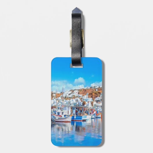 ldp MYKONOS - Fischereifahrzeuge - Hafen - Panoram Gepäckanhänger (Rückseite vertikal)