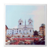 ldp PIAZZA DI SPAGNA - Rom - mit Blume - Fliese (Vorderseite)