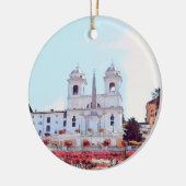 ldp PIAZZA DI SPAGNA - Rom - mit Blume - Keramik Ornament (Links)