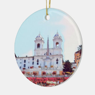 ldp PIAZZA DI SPAGNA - Rom - mit Blume - Keramik Ornament