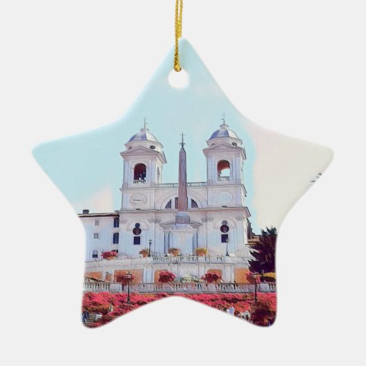 ldp PIAZZA DI SPAGNA - Rom - mit Blume - Keramik Ornament (Vorne)