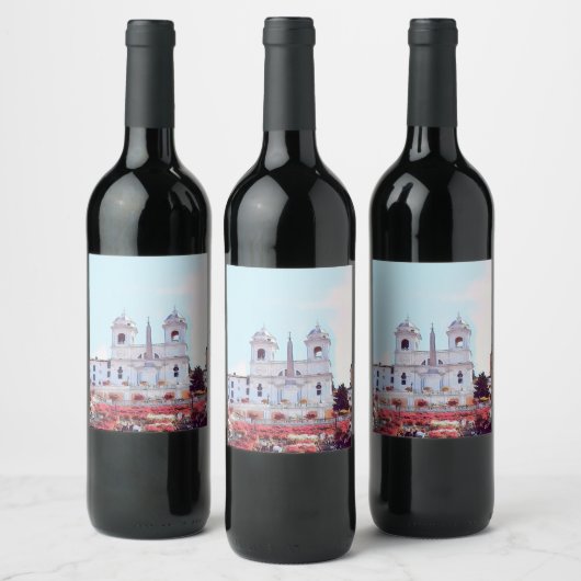 ldp PIAZZA DI SPAGNA - Rom - mit Blume - Weinetikett (Flaschen)