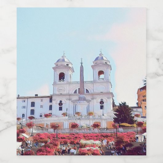 ldp PIAZZA DI SPAGNA - Rom - mit Blume - Weinetikett (Einzelnes Label)