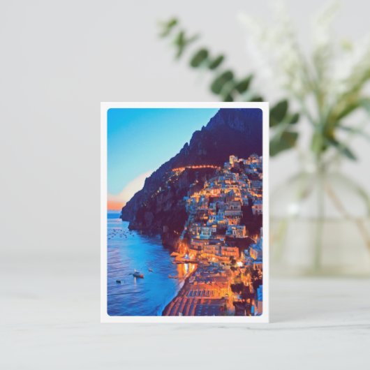 ldp POSITANO Amalfi Küste - Sonnenuntergang durch Postkarte (Stehend Vorderseite)