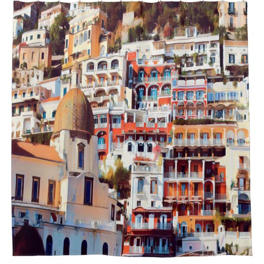 ldp POSITANO - Stadt - Kirche Santa Maria Assunta  Duschvorhang (Vorderseite)