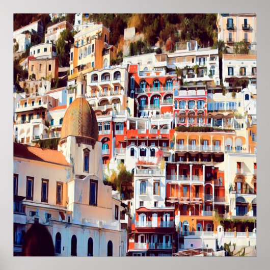 ldp POSITANO - Stadt - Kirche Santa Maria Assunta Poster (Vorne)