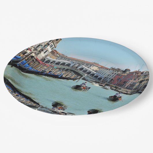 ldp RIALTO BRIDGE - Venedig - Kanal Grande Pappteller (Schrägansicht)