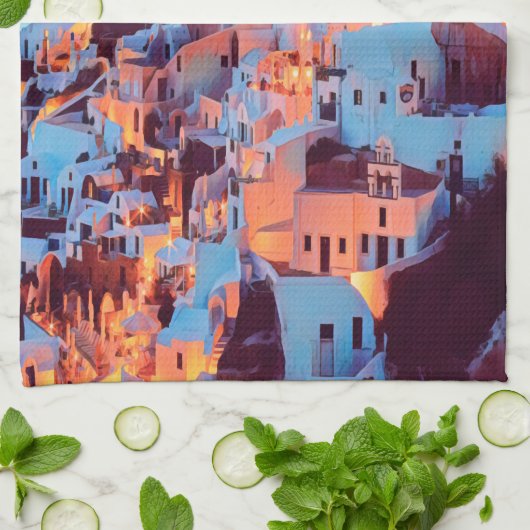 ldp SANTORINI - Panorama - nach Nacht - Geschirrtuch (Gefaltet)